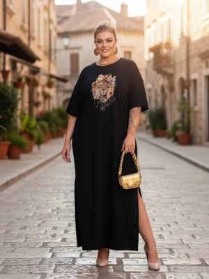 Vestido Longo Plus Size Evangélico Confortável Cristo