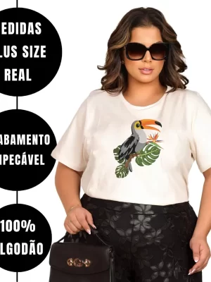 Tshirt Feminina Plus Size Malha Elegante Moderna Tucano