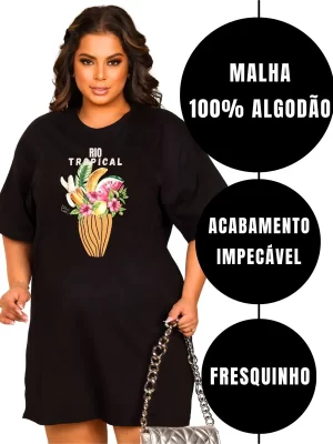 Vestido Camisetão Plus Size Feminino Rio Tropical