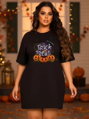 Vestido Camisetão Plus Size Soltinho Linha Luxo Trick Treat