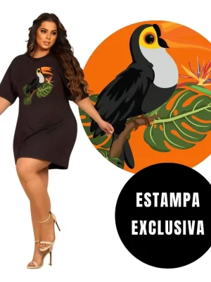 Vestido Curto Moda Plus Size Tendência Luxo Tucano