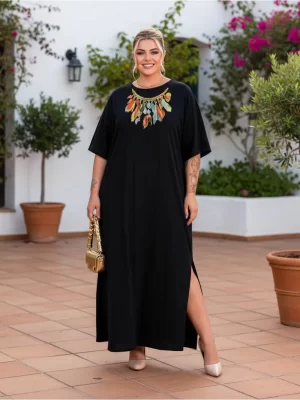 Vestido Longo Plus Size Soltinho Indiano Premium