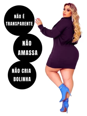 Vestido Plus Size Soltinho Manga Longa Luxo Premium