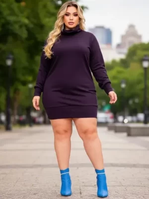 Vestido Plus Size Soltinho Manga Longa Luxo Premium