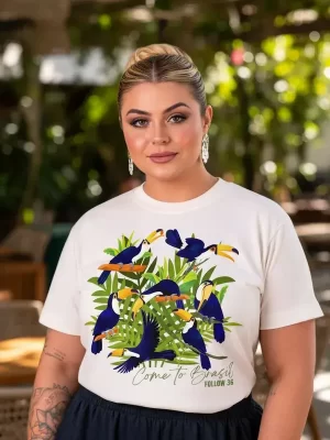 Tshirt Moda Plus Size Malha Confortável Família Tucano