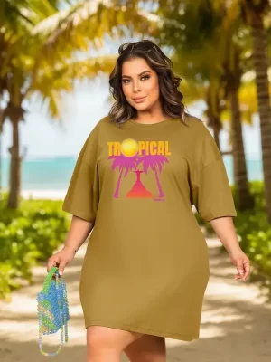 Vestido Camisetão Plus Size Feminino Rio Coqueiro
