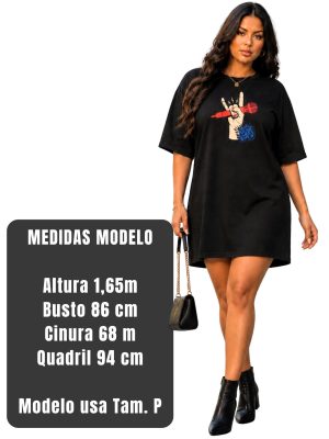Vestido Camisetão Feminino Oversized Algodão Premium Rock Festival Estiloso + Brinde