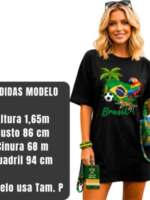 Vestido Oversized Feminina Copa Brasil 100% Algodão Premium + Brinde