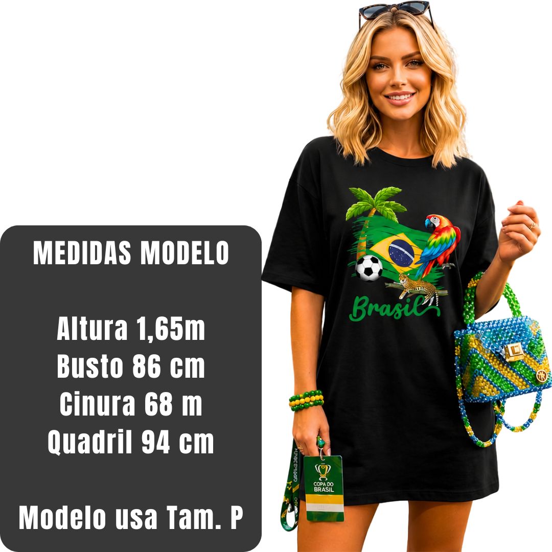 Vestido Oversized Feminina Copa Brasil 100% Algodão Premium + Brinde - Imagem 2