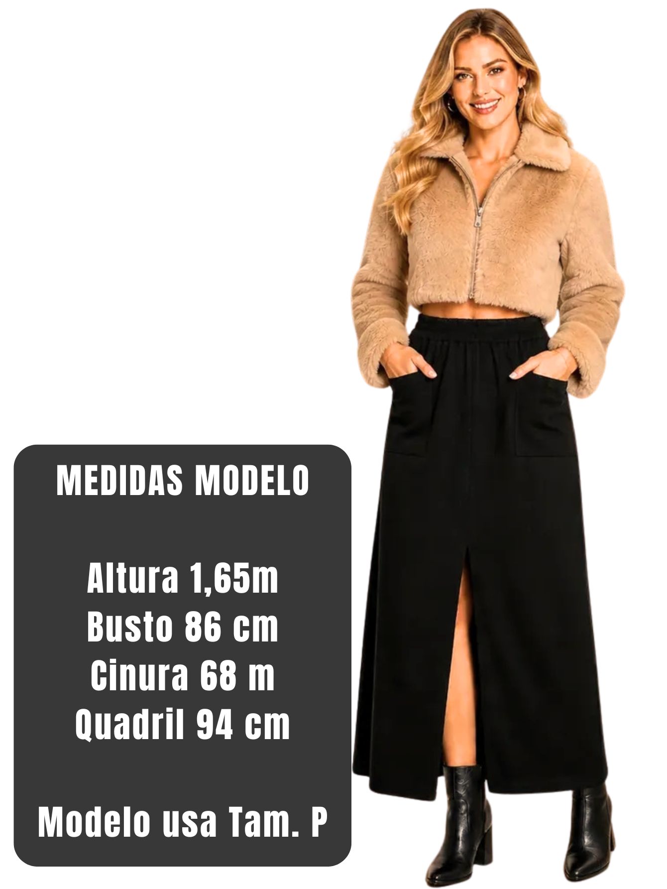 Saia Longa Feminina Inverno Cintura Ajustável Elegante + Brinde - Imagem 2