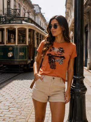 Camiseta Feminina Estampada em Algodão Leve