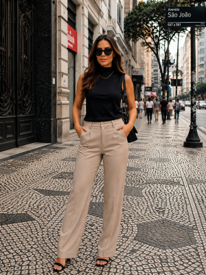Blusa Regata Feminina Gola Alta em Algodão Premium